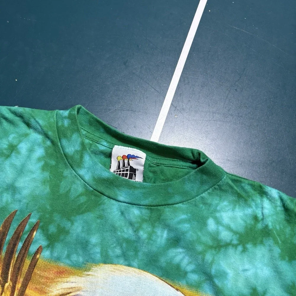 Vintage Bald Eagle All Over Print T-Shirt Size Large Single Stitch‎ Tie Dye 90s